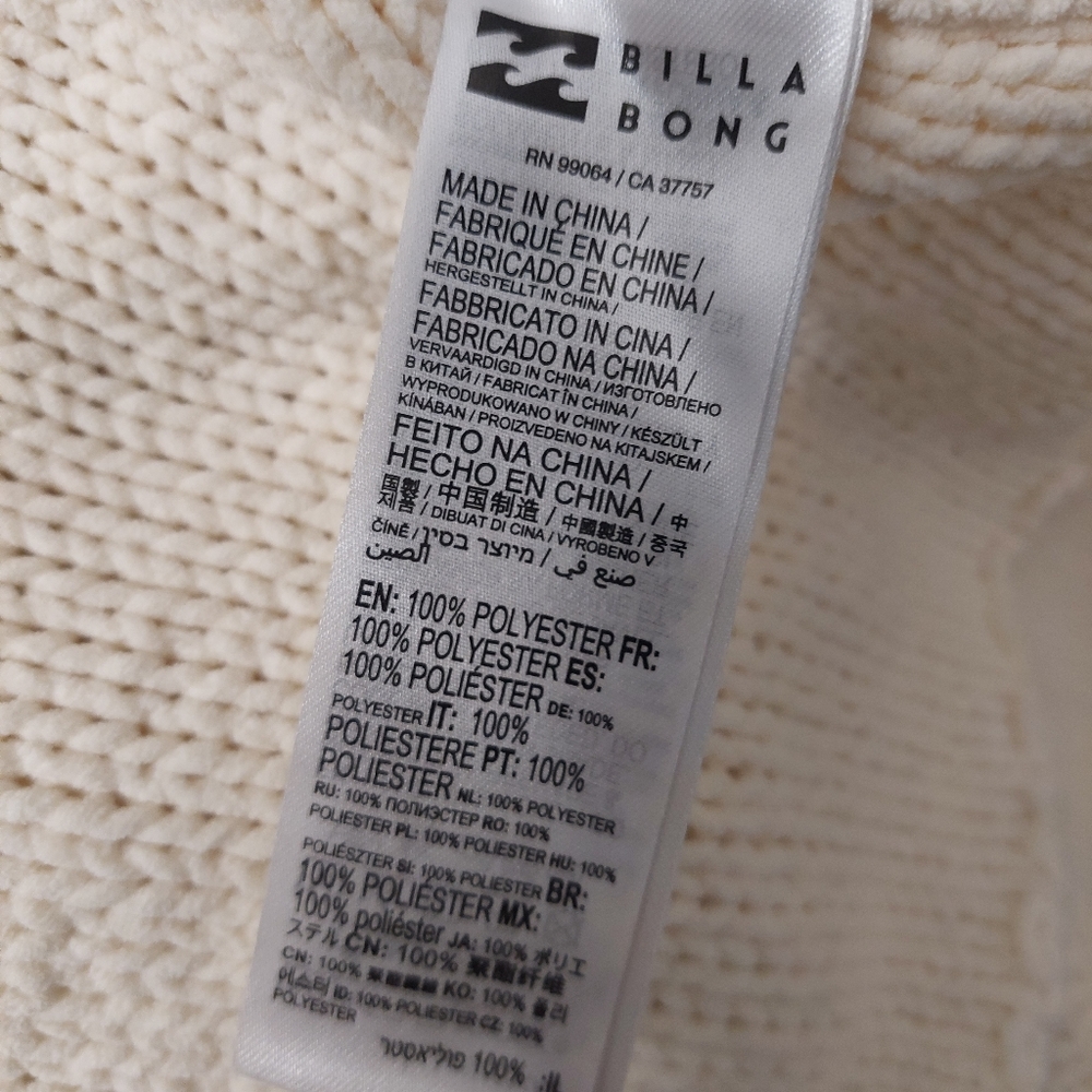 Billabong Cream Crop Knit Size 10 As New Condition - Picture 4 of 4